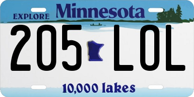 MN license plate 205LOL