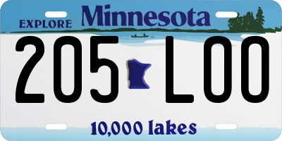 MN license plate 205LOO