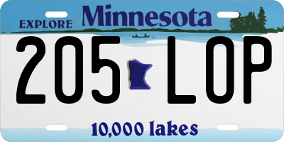 MN license plate 205LOP