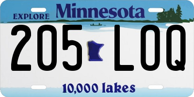 MN license plate 205LOQ