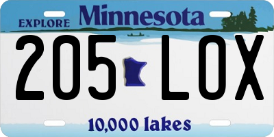 MN license plate 205LOX