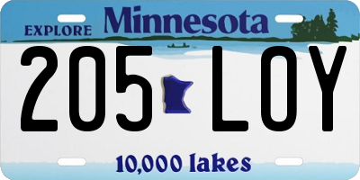 MN license plate 205LOY