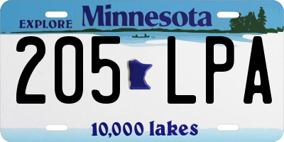 MN license plate 205LPA