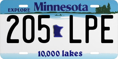 MN license plate 205LPE