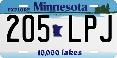 MN license plate 205LPJ