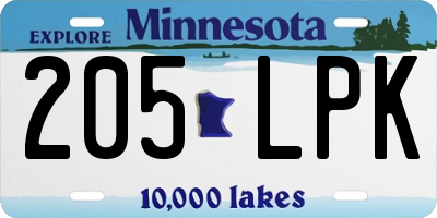 MN license plate 205LPK