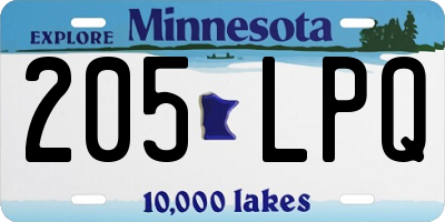 MN license plate 205LPQ