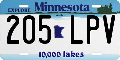 MN license plate 205LPV