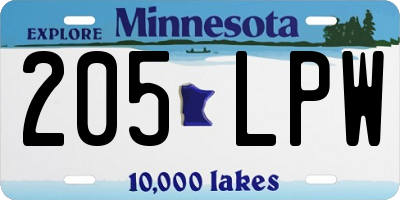 MN license plate 205LPW