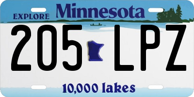 MN license plate 205LPZ