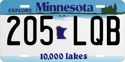 MN license plate 205LQB