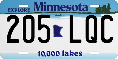 MN license plate 205LQC
