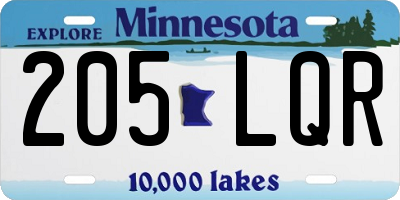 MN license plate 205LQR
