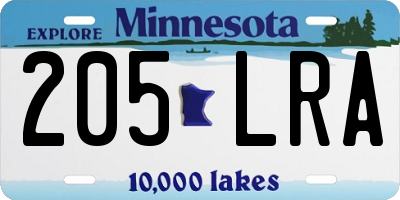 MN license plate 205LRA