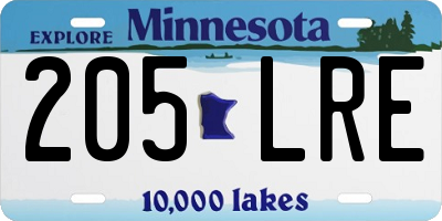 MN license plate 205LRE