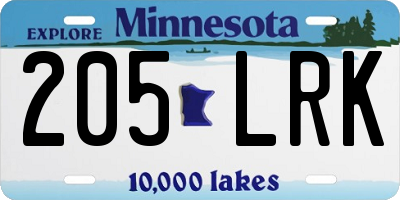 MN license plate 205LRK