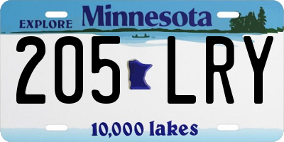 MN license plate 205LRY