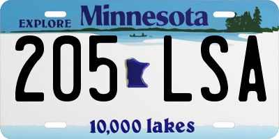 MN license plate 205LSA