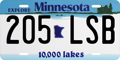 MN license plate 205LSB