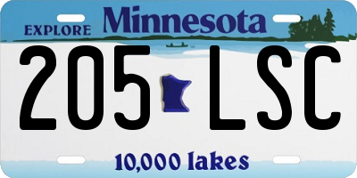 MN license plate 205LSC