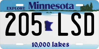 MN license plate 205LSD