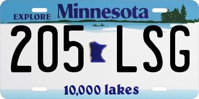 MN license plate 205LSG