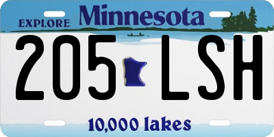 MN license plate 205LSH