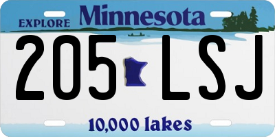 MN license plate 205LSJ