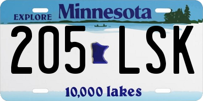 MN license plate 205LSK