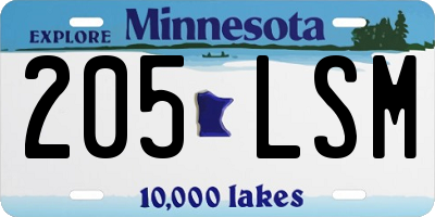MN license plate 205LSM