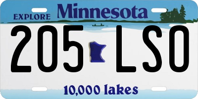MN license plate 205LSO