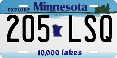 MN license plate 205LSQ