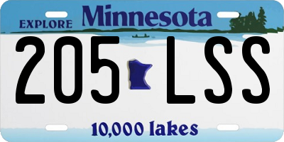 MN license plate 205LSS