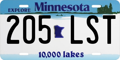 MN license plate 205LST