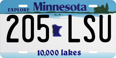 MN license plate 205LSU