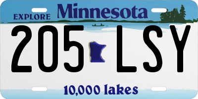 MN license plate 205LSY