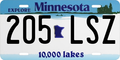 MN license plate 205LSZ