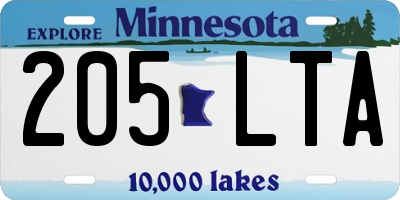 MN license plate 205LTA