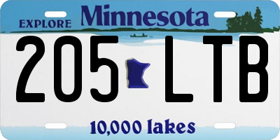MN license plate 205LTB