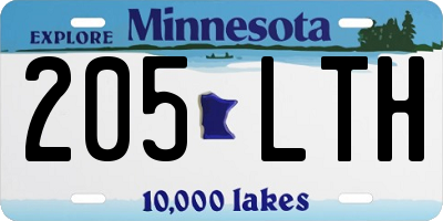 MN license plate 205LTH