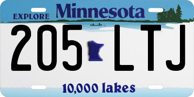 MN license plate 205LTJ