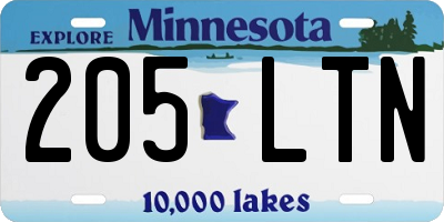 MN license plate 205LTN