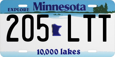 MN license plate 205LTT