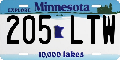 MN license plate 205LTW