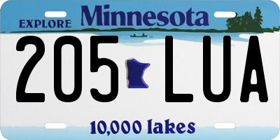 MN license plate 205LUA