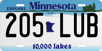 MN license plate 205LUB