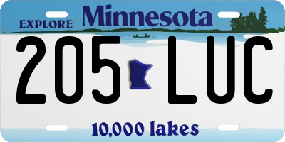 MN license plate 205LUC