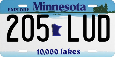 MN license plate 205LUD