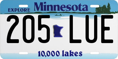 MN license plate 205LUE