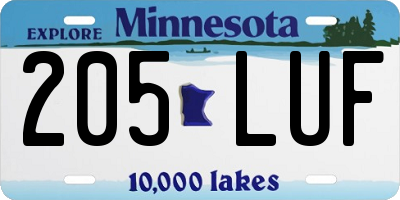 MN license plate 205LUF